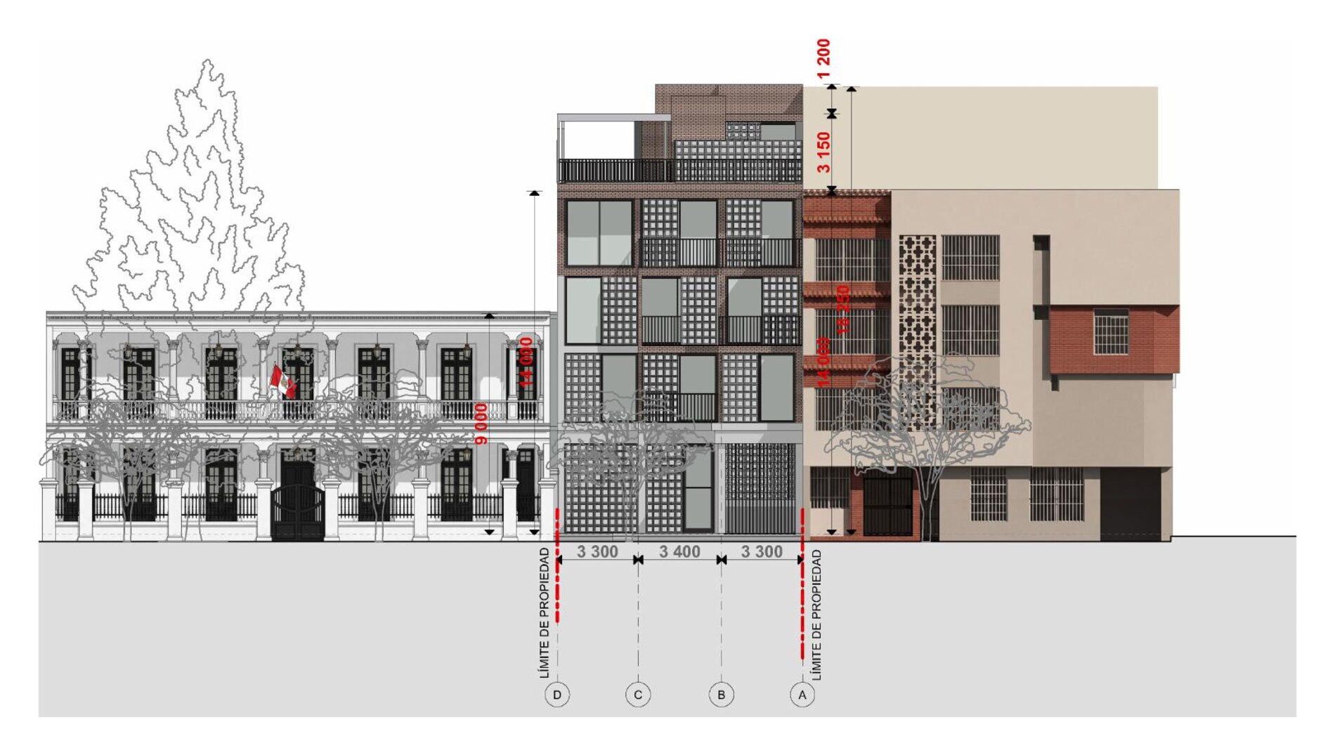 Residencia Recavarren, elevación urbana junto al vecino patrimonial